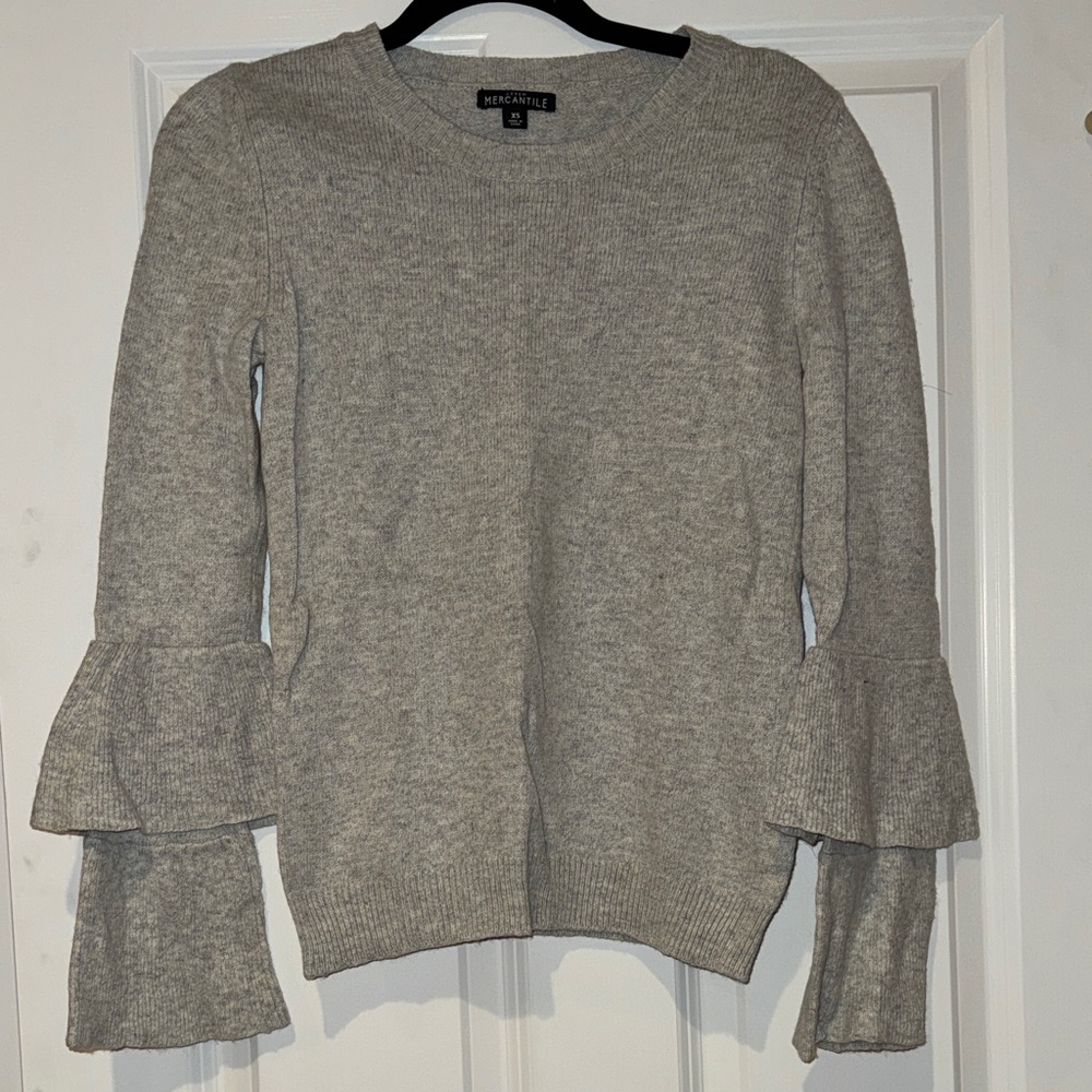 J. Crew Gray Bell Sleeve Sweater